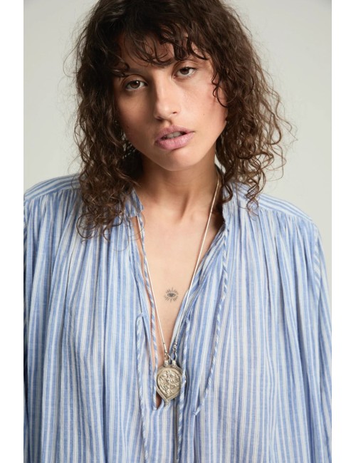 Robe JADE - À rayures bleues et blanches