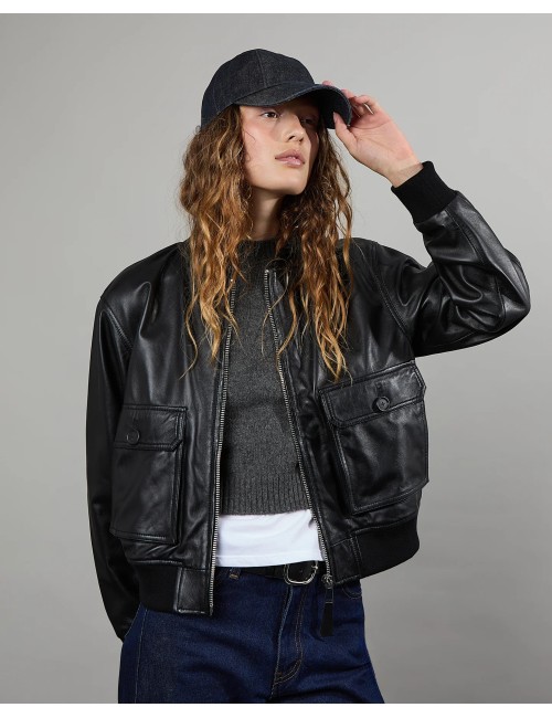 Blouson en cuir MARLON - Noir