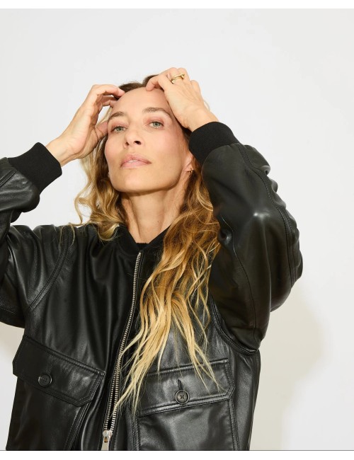 Blouson en cuir MARLON - Noir