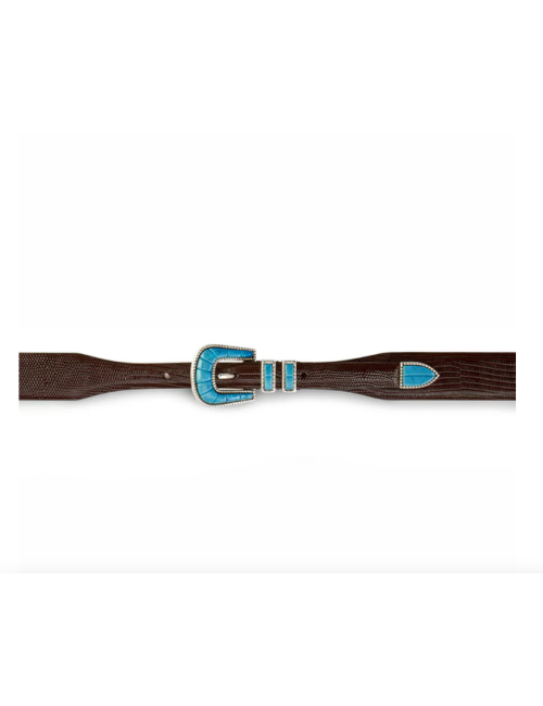 CRAZY COLOR BROWN LIZARD -TURQUOISE