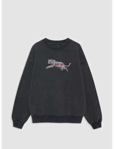 SPENCER SWEATSHIRT LEOPARD WASHED BLACK