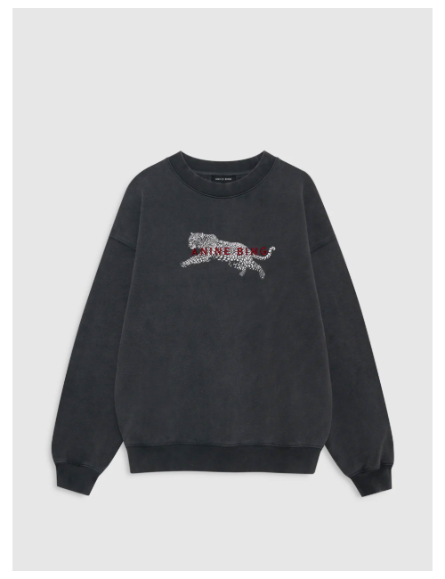 SPENCER SWEATSHIRT LEOPARD WASHED BLACK