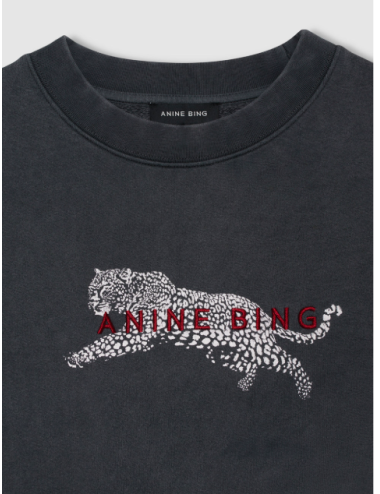 SPENCER SWEATSHIRT LEOPARD WASHED BLACK
