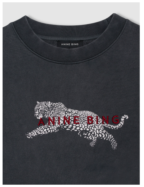 SPENCER SWEATSHIRT LEOPARD WASHED BLACK