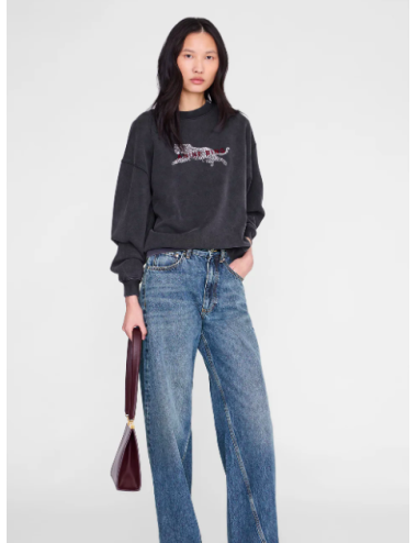 SPENCER SWEATSHIRT LEOPARD WASHED BLACK
