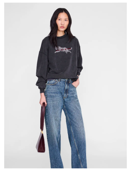 SPENCER SWEATSHIRT LEOPARD WASHED BLACK
