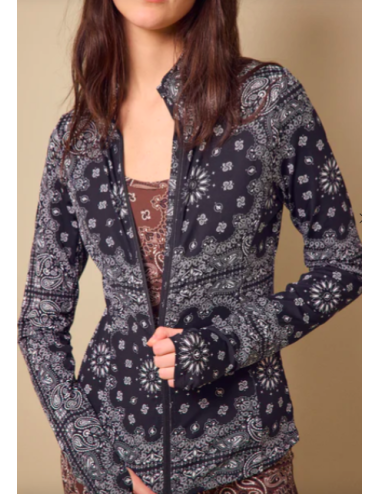 VESTE ZIP YOGA BANDANA NOIRE