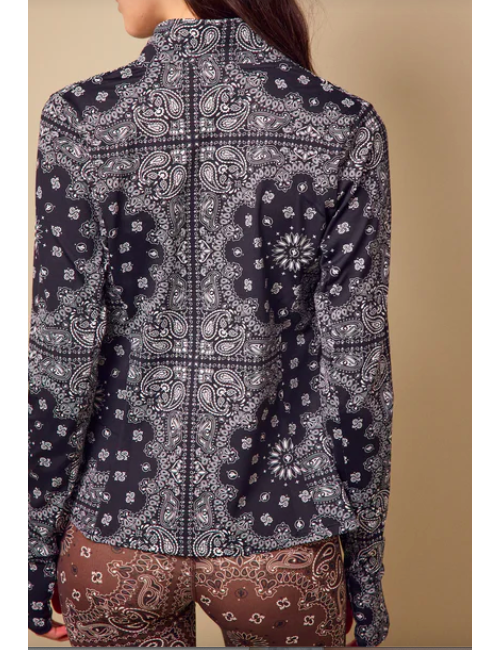 VESTE ZIP YOGA BANDANA NOIRE