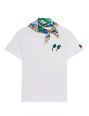 DETACHABLE SCARF TEE WITH EMBROIDERY