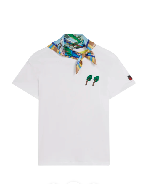 DETACHABLE SCARF TEE WITH EMBROIDERY