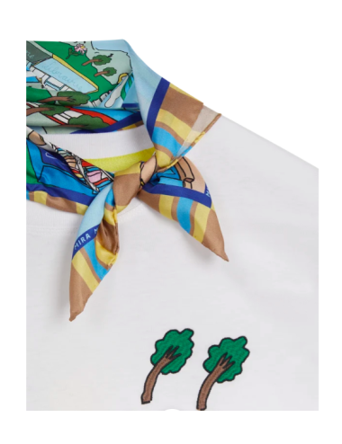 DETACHABLE SCARF TEE WITH EMBROIDERY