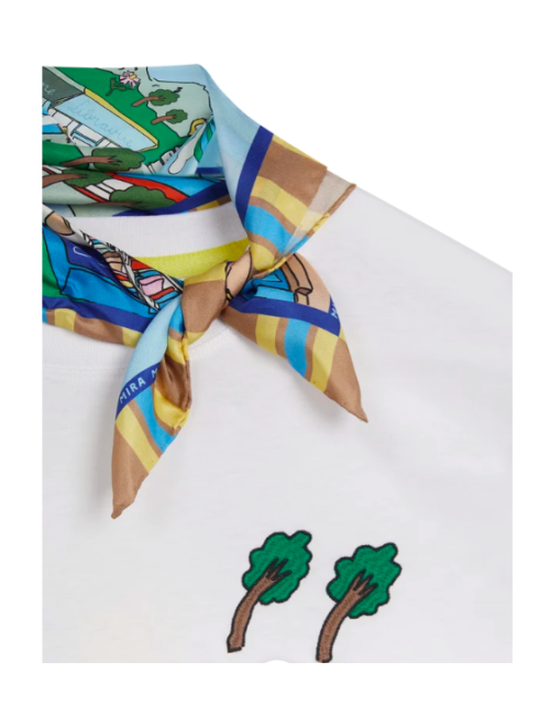 DETACHABLE SCARF TEE WITH EMBROIDERY