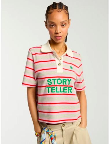 STORYTELLER EMB STRIPED POLO