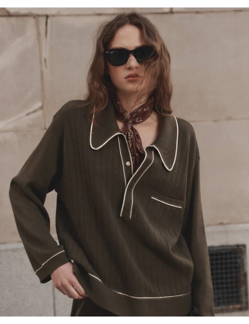 THE MENSWEAR TIPPING POLO OLIVE