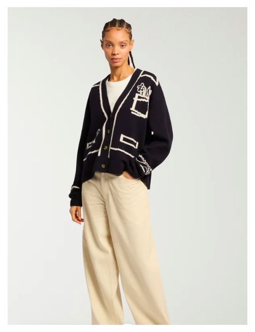 INTERSIA TROMPE L'OEIL CARDIGAN