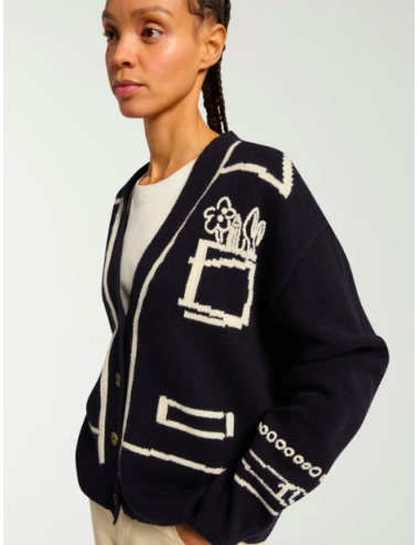 INTERSIA TROMPE L'OEIL CARDIGAN